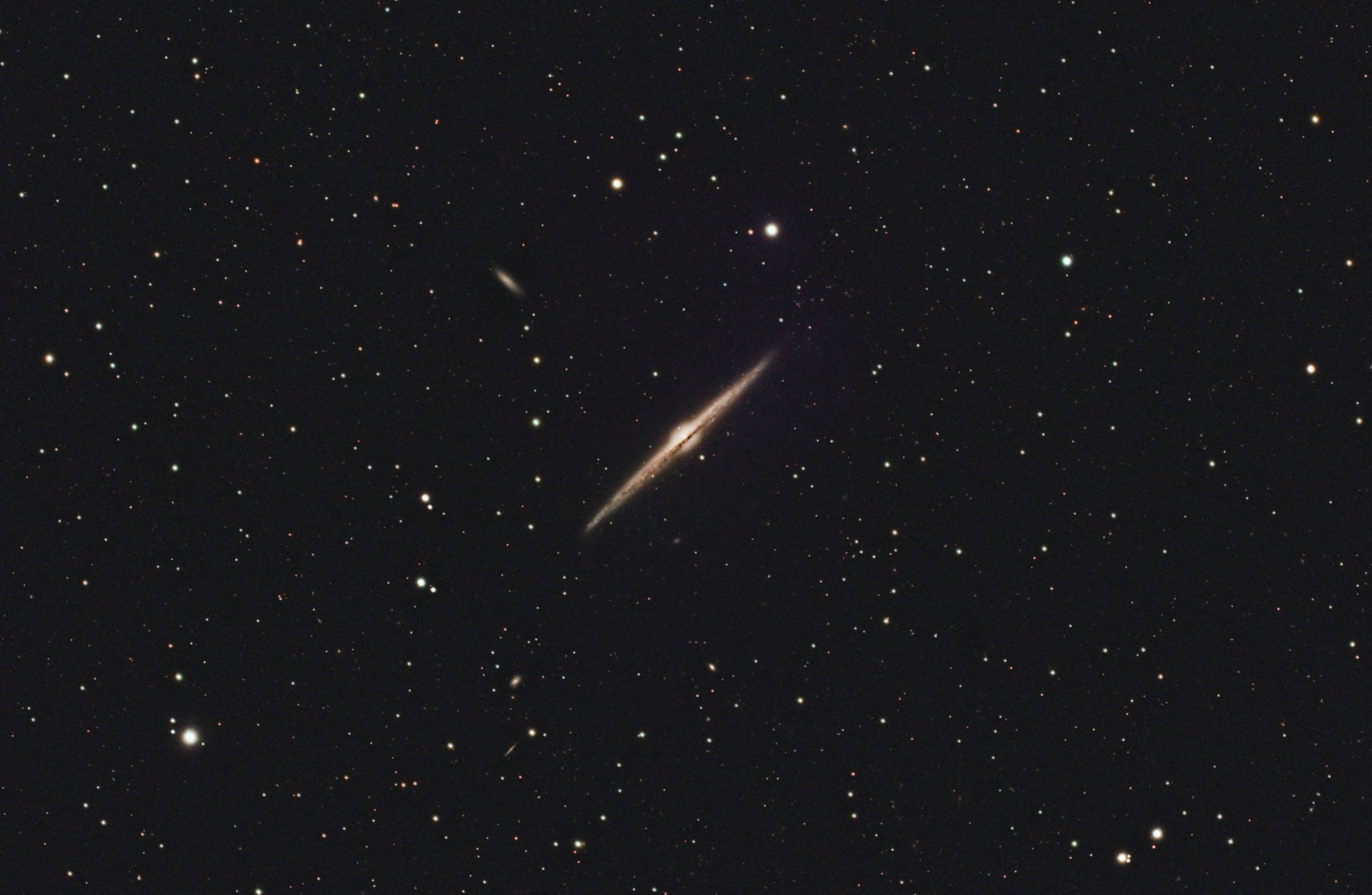 NGC 4565, the Needle Galaxy, was imaged with a ZWO ASI294MC Pro on a Takahashi FSQ-106N with 18 hours and 50 minutes of exposure.