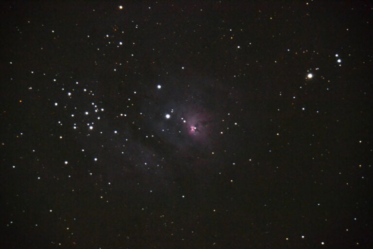 My first image of the Lagoon Nebula (M8) was effectively zoomed in so far that the object looked nothing like a lagoon. It was taken with a Nikon D3100 on my Celestron 8-inch SCT, with an exposure time of 30 seconds at ISO 3200.