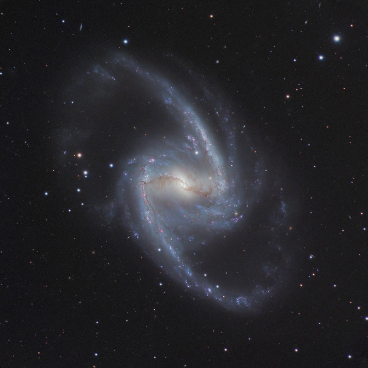  NGC 1365 is such a perfect example of a barred spiral that it is has earned the nickname the Great Barred Spiral Galaxy. 