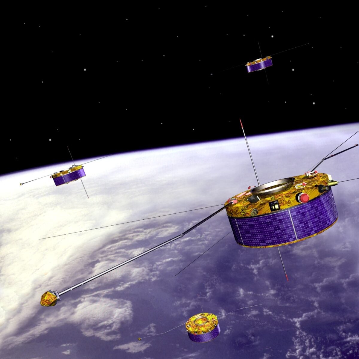 Artist's depiction of the four Cluster II satellites