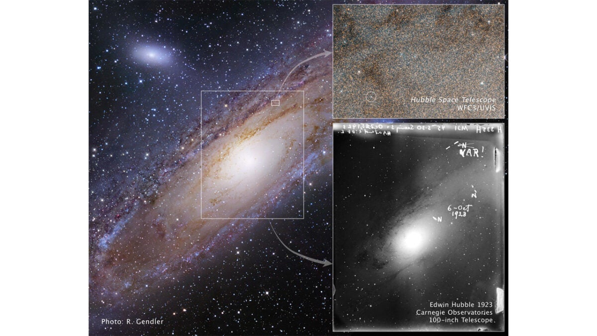 Collage of Hubble's Cepheid in Andromeda