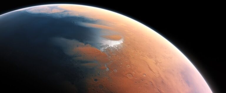 Artist's impression of water on Mars