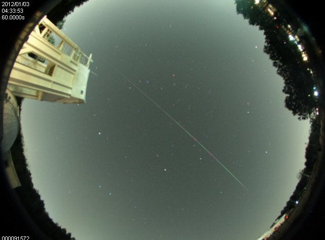 Meteor streaking overhead