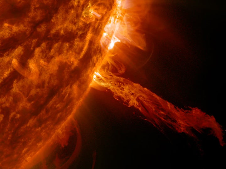 stream of plasma from the Sun