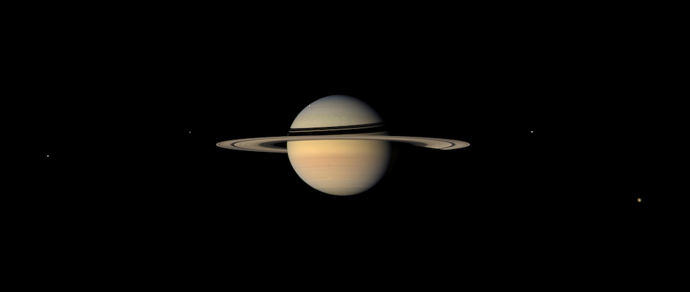 Saturn and some of its moons