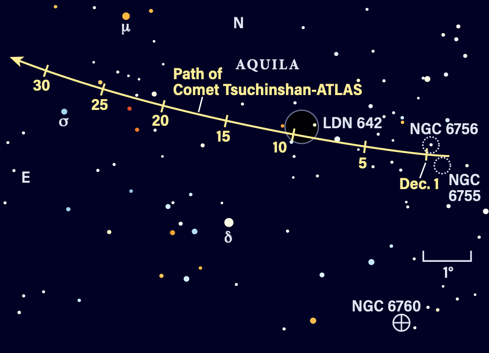 Path of Comet Tsuchinshan-ATLAS in December 2024